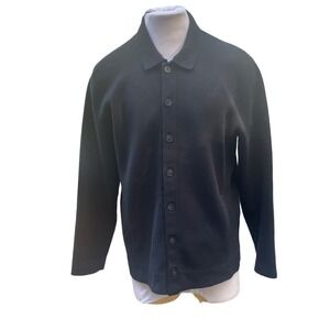 Club Monaco Navy Collared Button-Front Sweater Jacket